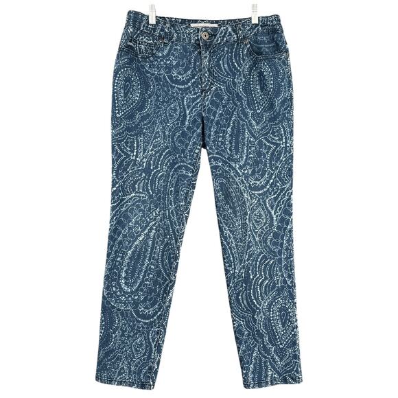 Chico's Denim - Chico's Platinum Denim Paisley Print Button Pockets Jeans Size 8 / Medium (1)